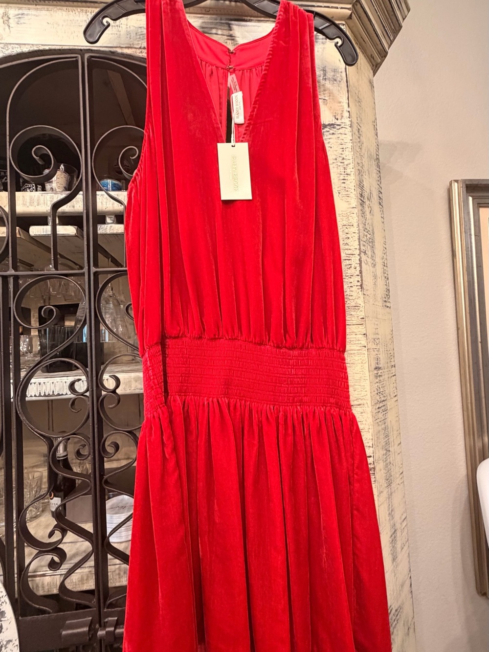 Ramy Brook Red Velvet Midi Dress Size XL NWT